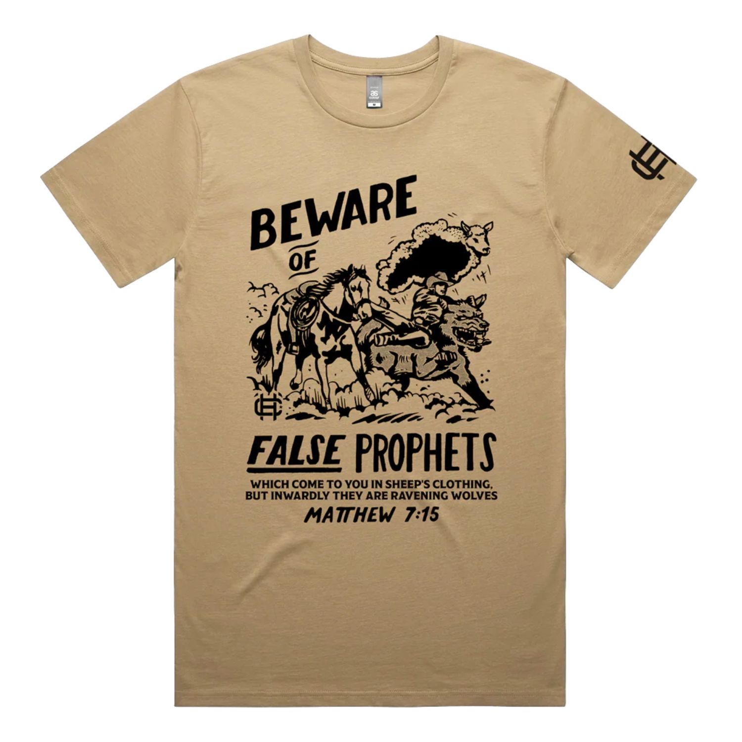 Lane Frost Unisex Beware of False Prophets Short Sleeve Tee Shirt