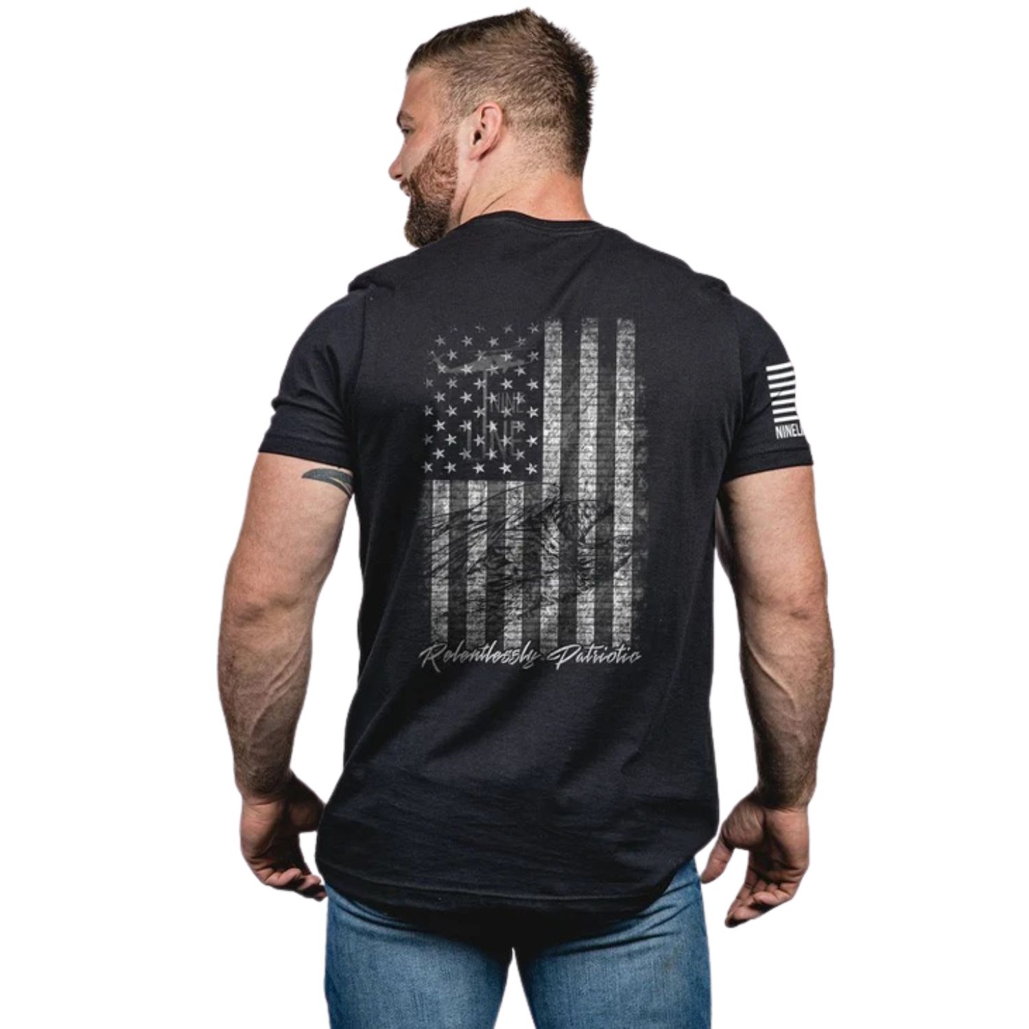 Nine Line Mens “Relentlessly Patriotic” American Drop Line T-Shirt
