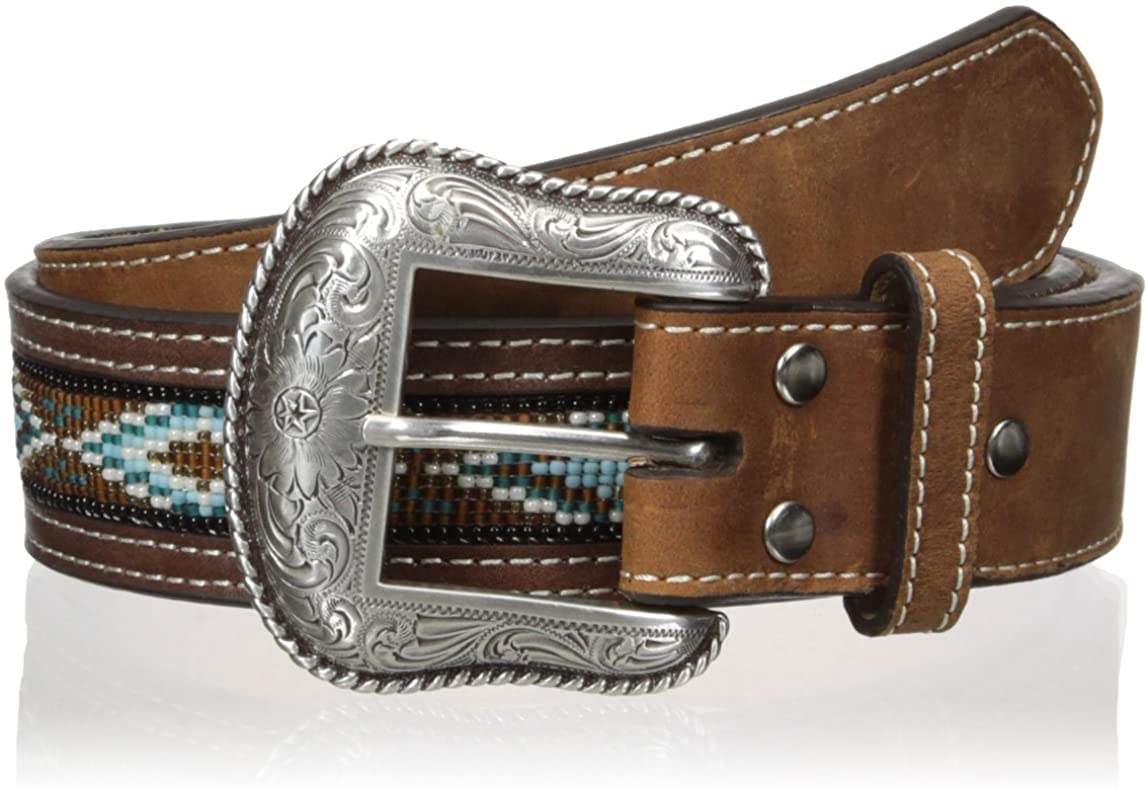 Nocona unisex aztec beaded belt sz l Nocona Belt | Beaded Aztec – The Cow Lot main image 2