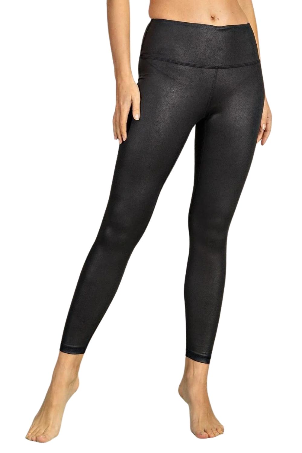 Rae Mode Womens PU Chintz Full Length High Waist Leggings