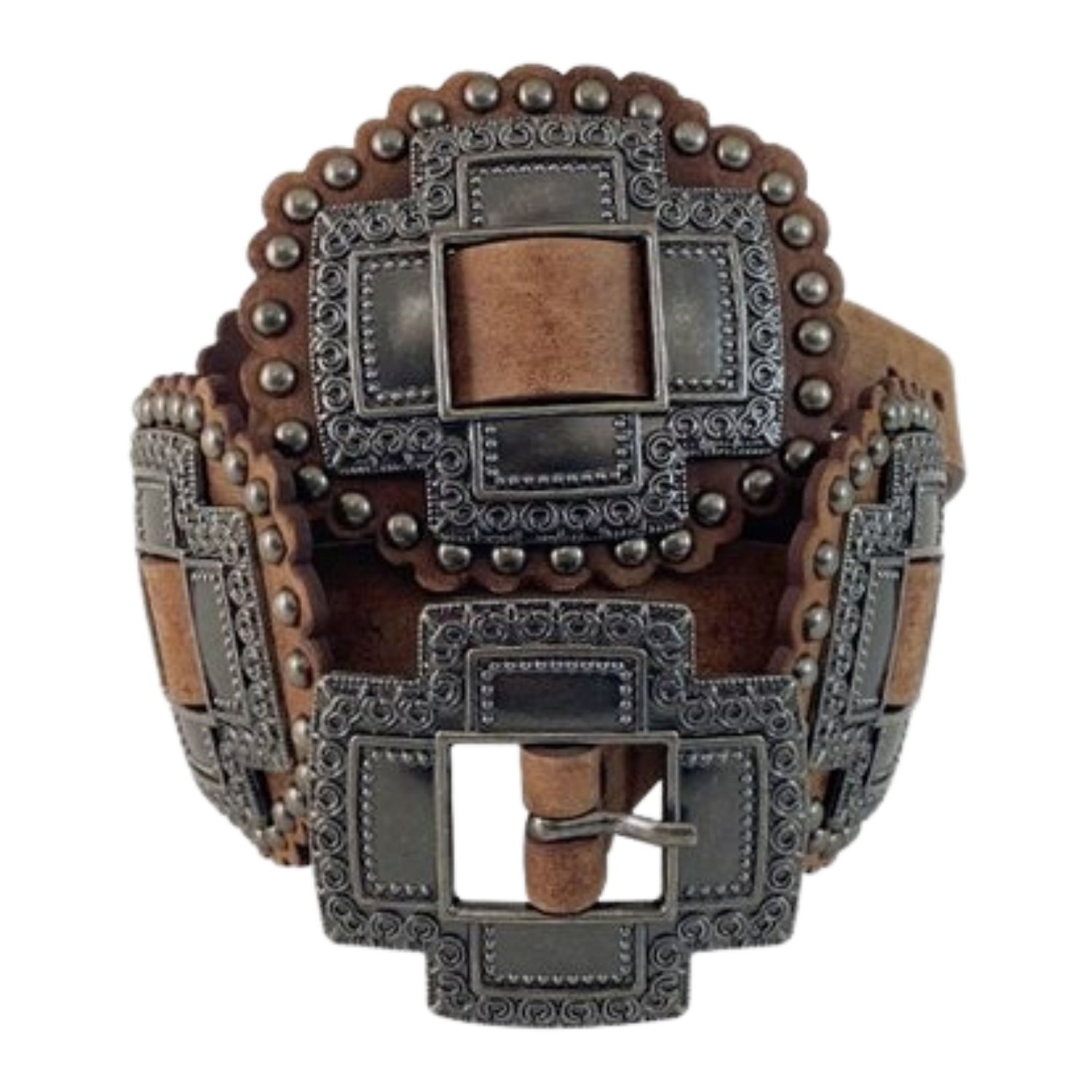 Women\'s Black Leather Belt with Copper Conchos Black Concho Belt - S to XL – Seven Songbirds Boutique main image 2
