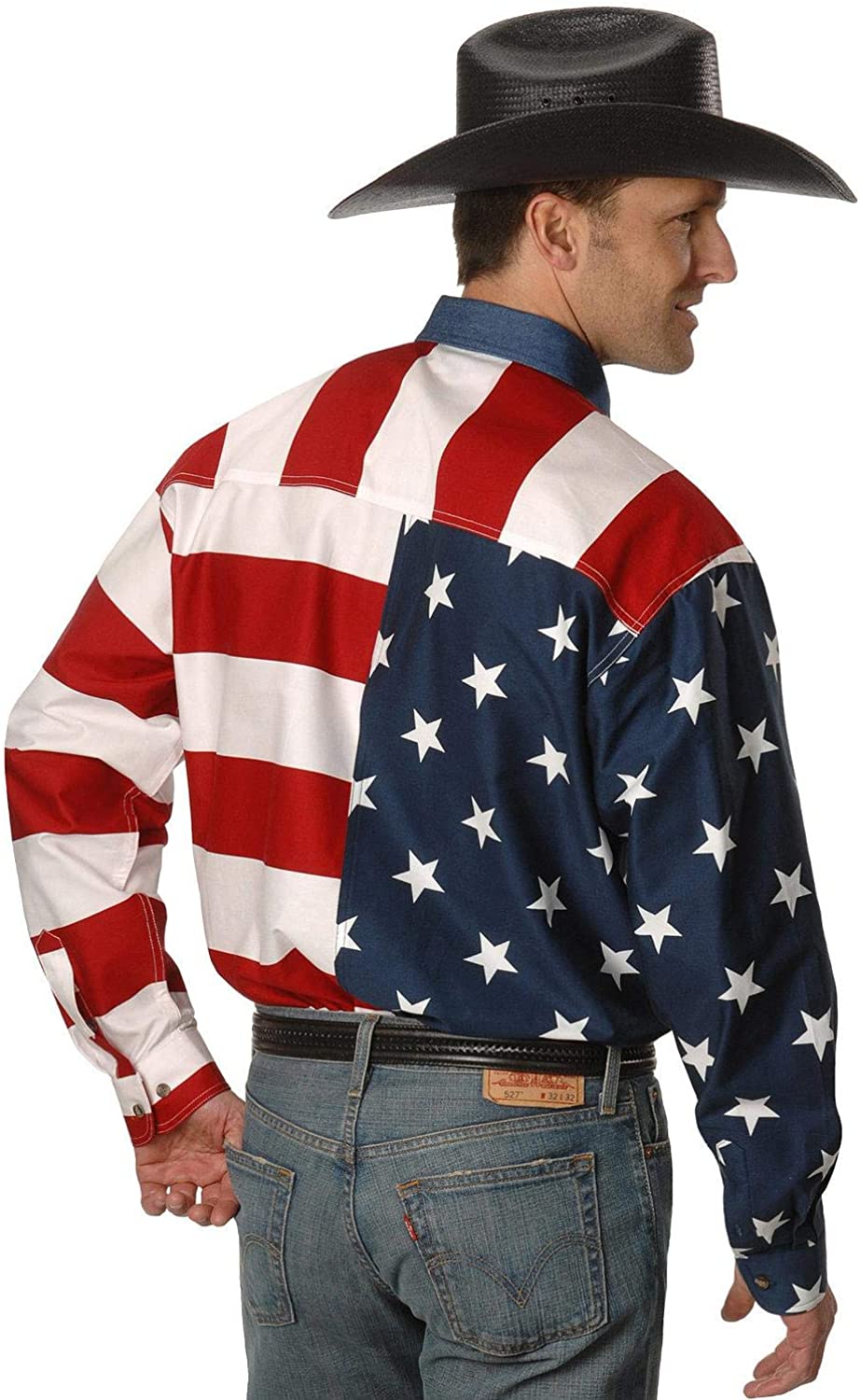 Roper Mens Western USA Flag Long Sleeve 