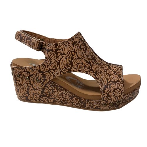 Very G Womens Isabella Tooled 3 Wedge Platform Sandal, Nude