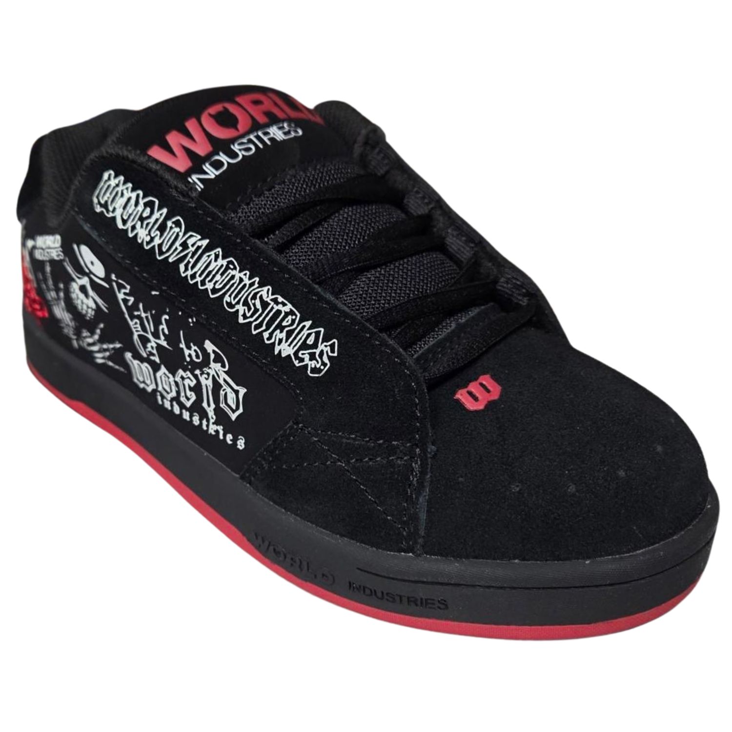 World Industries Kids Smith Skateboard Shoes, Black/White/Re