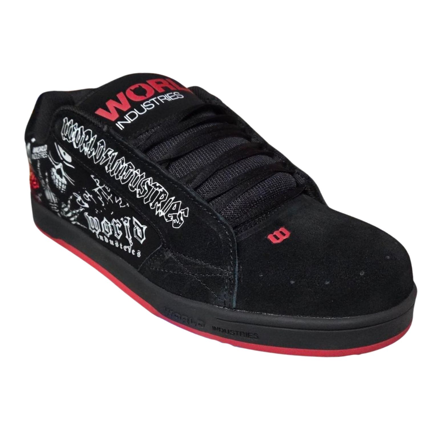 World Industries Mens Smith Skateboard Shoes, Black/White/Re