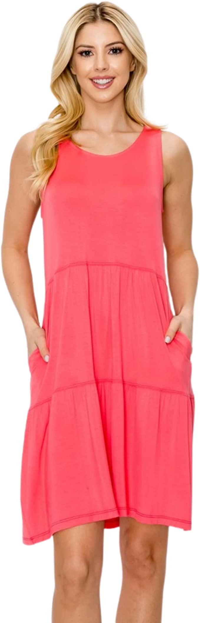Yelete Womens Bohemian Bella Sleeveless Layered Dress
