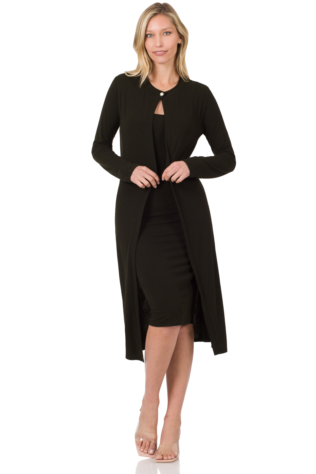 Zenana Womens Sleeveless Dress and Cardigan Two-piece Set - Picture 3 of 10