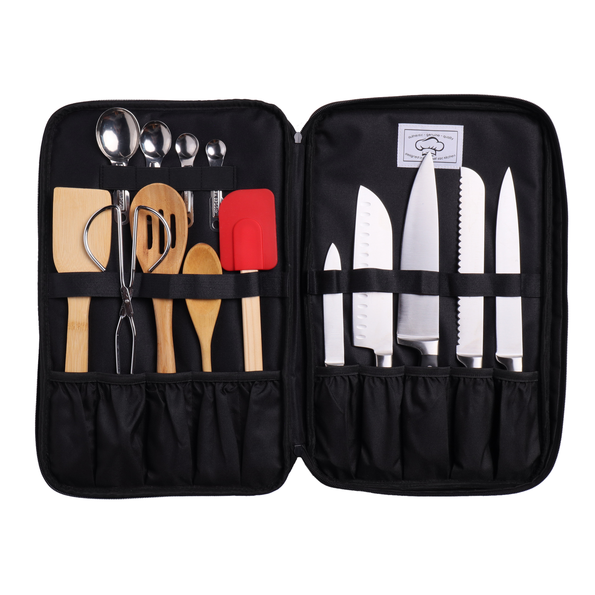 Chef Knife Bag Messenger Case 10+ Pockets for Knives & Kitchen