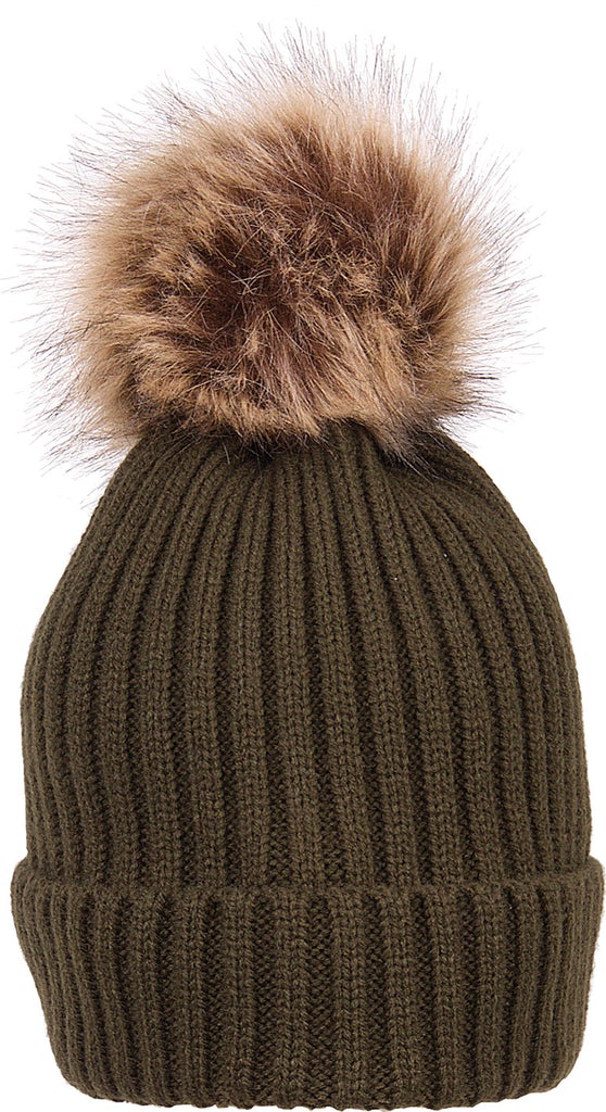 Karen Keith Beanie Slouchy Warm Winter Knit Hat Removeable Pom-Pom POM2 LTC Hats - Picture 8 of 8
