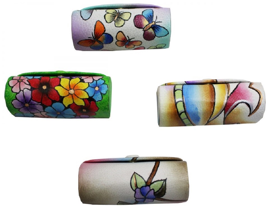 Magnifique Lippenstift Etui, schönes handbemaltes Leder, Halter mit kleinem Spiegel - Bild 21 von 21