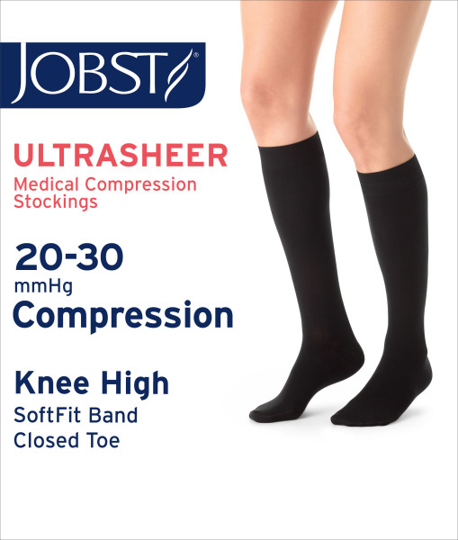 JOBST Women's Ultrasheer SoftFit Knee High Classic 20-30 mmHg Closed Toe - Picture 24 of 32