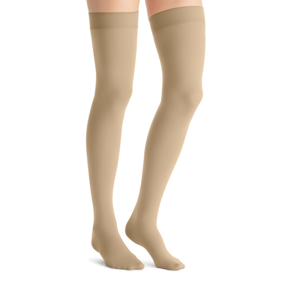 JOBST Women’s Opaque Petite Thigh High Sensitive Top Band 15-20 mmHg Closed Toe