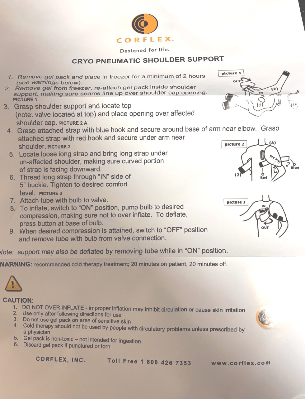 Corflex Cryo Pneumatic Shoulder Support