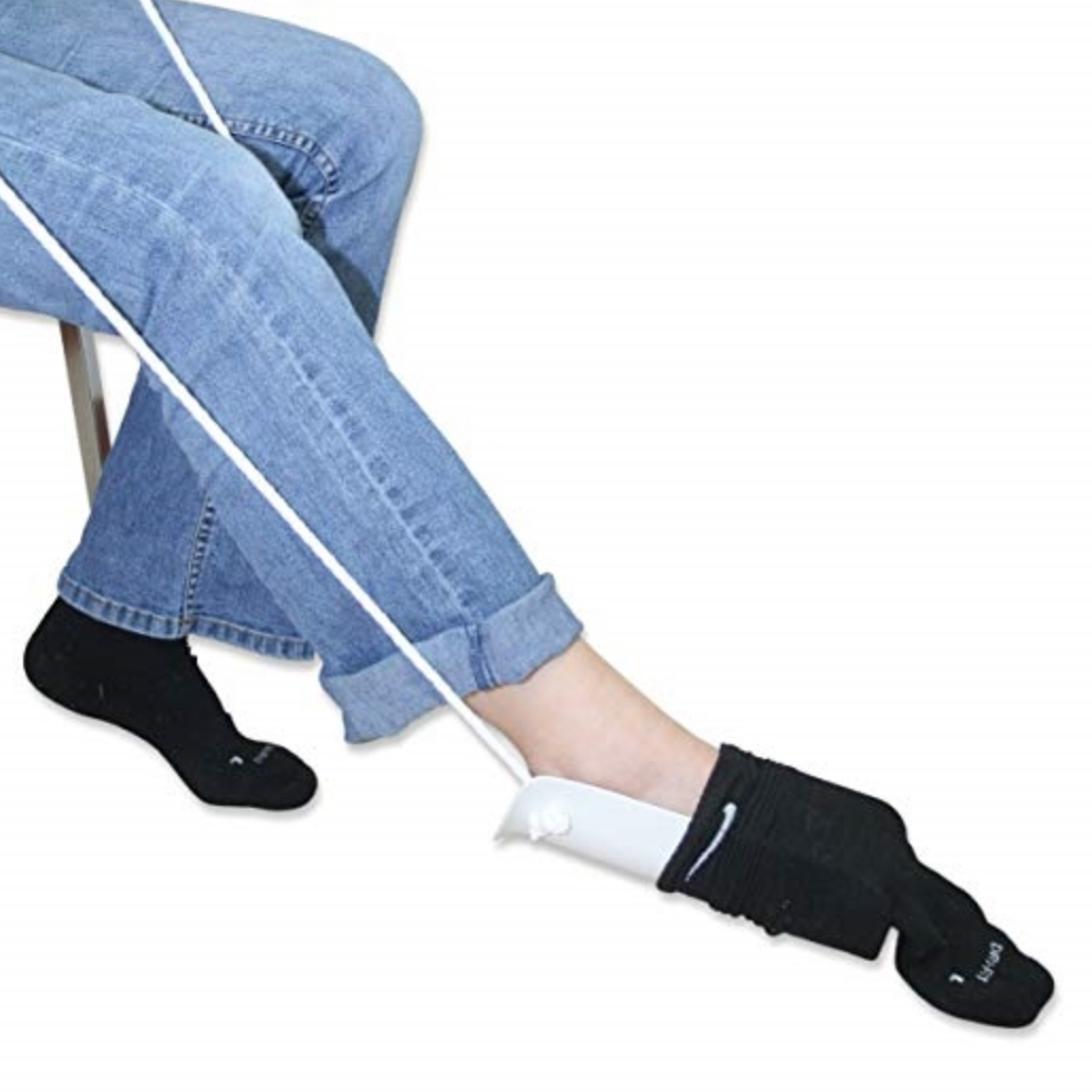 Ayuda para calcetines de lujo con asas de espuma de agarre suave y cable trenzado - Imagen 11 de 12