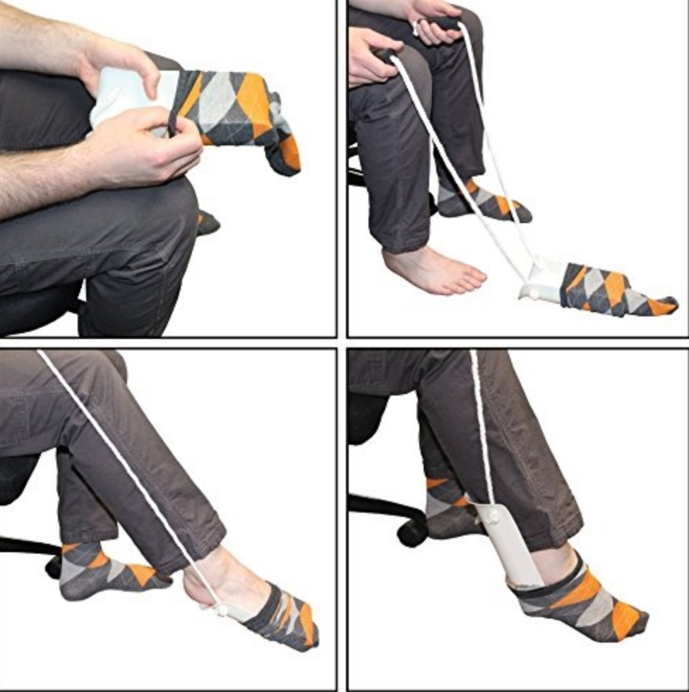 Ayuda para calcetines de lujo con asas de espuma de agarre suave y cable trenzado - Imagen 8 de 12