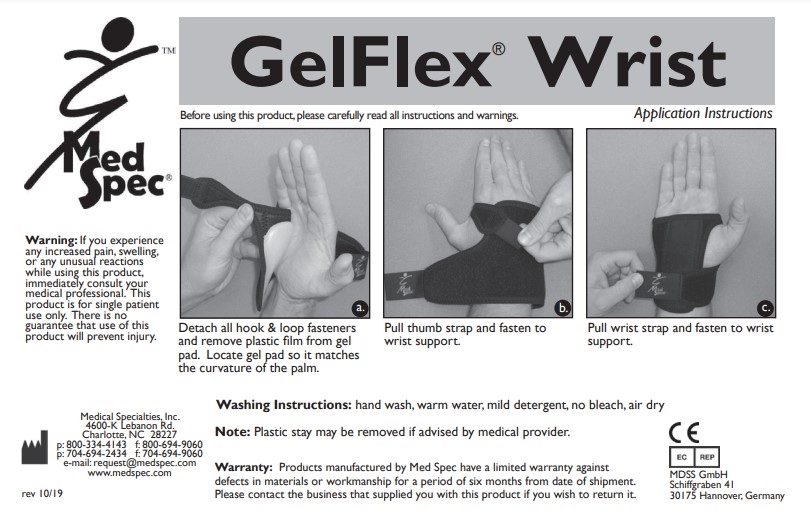 Med Spec GelFlex Wrist Support Brace, Black - Picture 7 of 36
