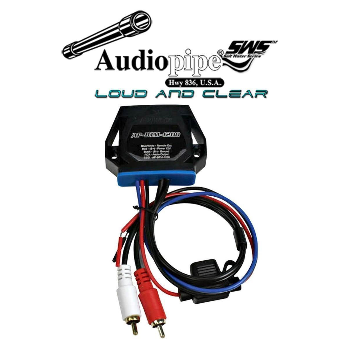 Marine Bluetooth Audio Receiver Wireless Connection To Amplifier Audiopipe