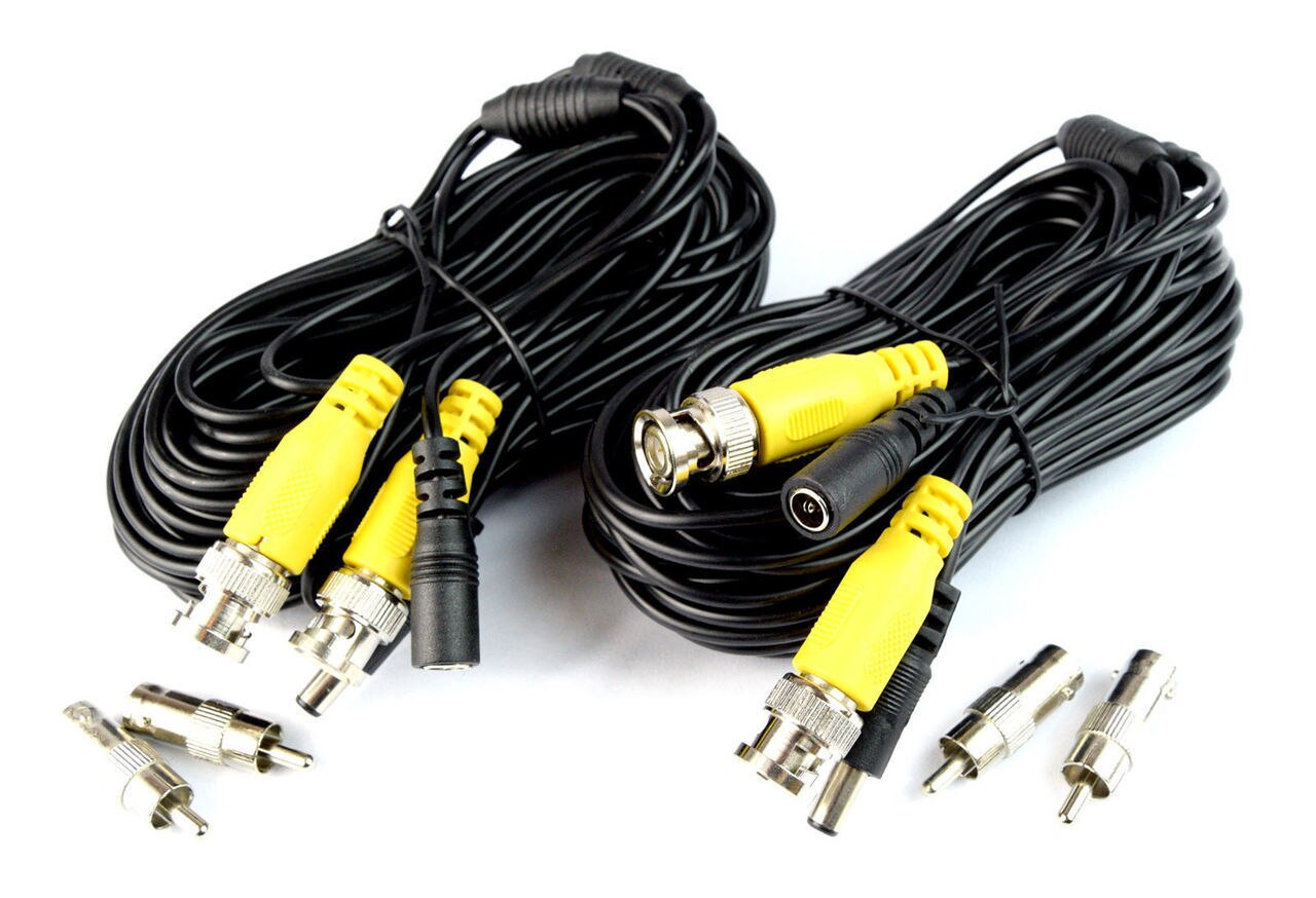 White Laview LVA-ACA2060W 60 Foot All-in-One BNC Video and Power Cable with Connectors