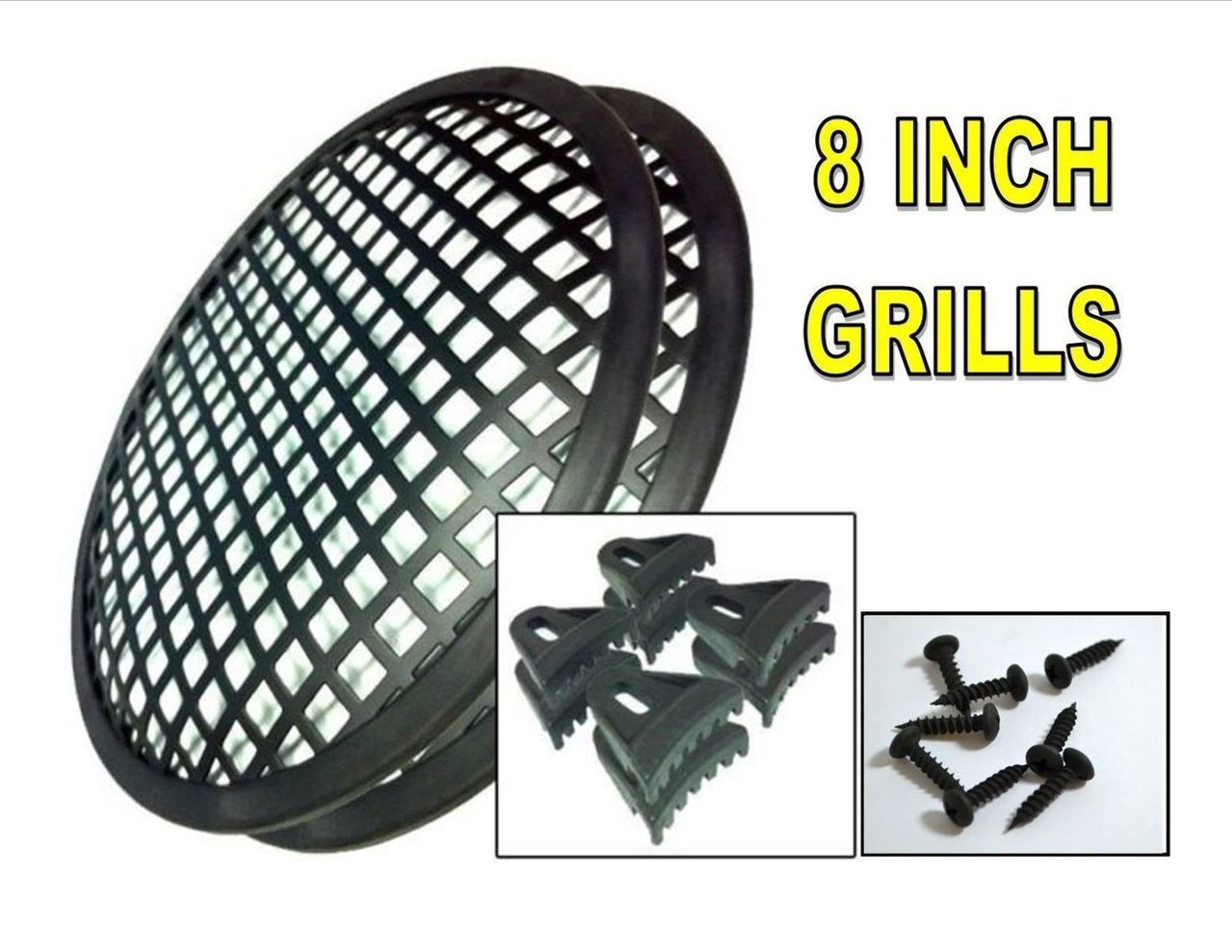 1 Pair 8 Inch SubWoofer Mid Range Metal Mesh Waffle Speaker Grills Car