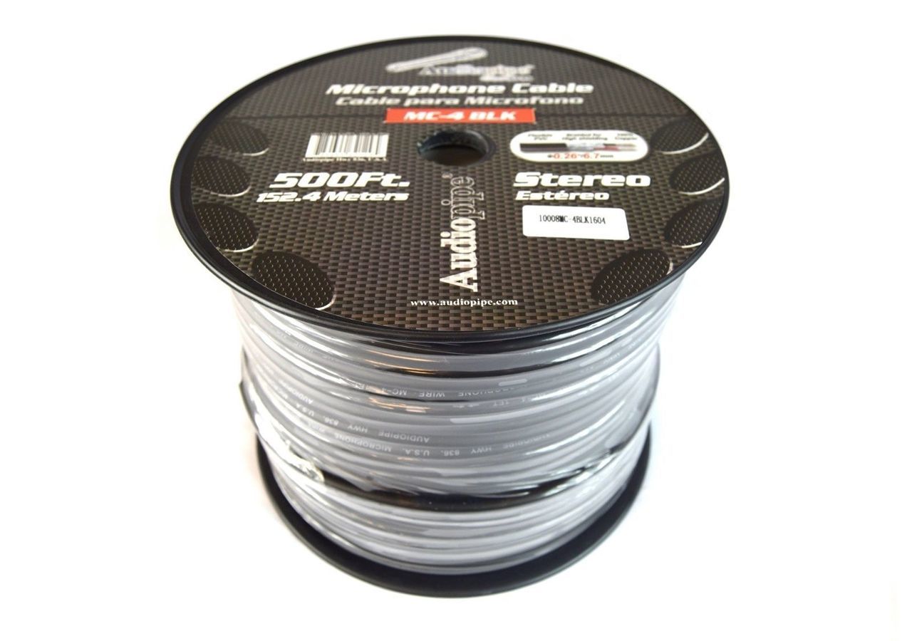 Audiopipe 500 Feet Black Microphone Cable Wire 20 Gauge