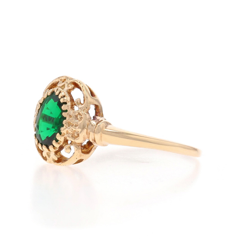 Bague Solitaire Or Jaune 10k - Tourmaline Chromée Ovale 0.74ct, Taille 6.75