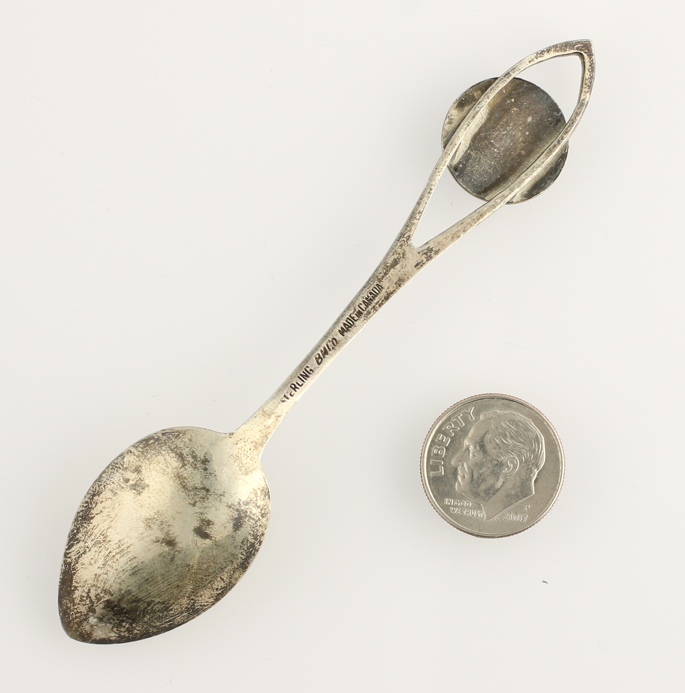 Canada Souvenir Spoon Sterling Silver Enamel Crest 4” Canadian