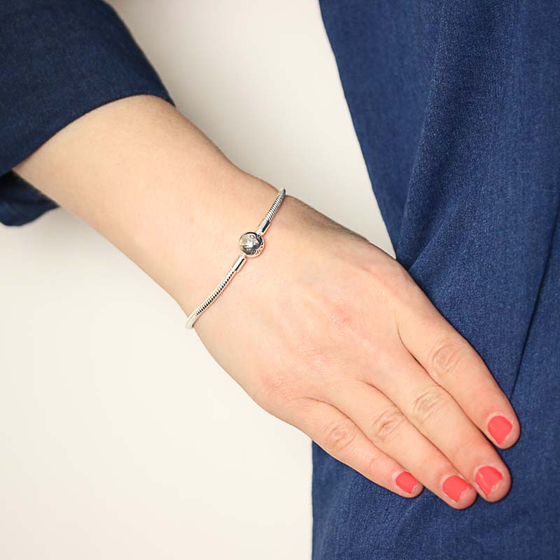 NEW Authentic Pandora Smooth Silver Clasp Charm Bracelet 7.5" Sterling