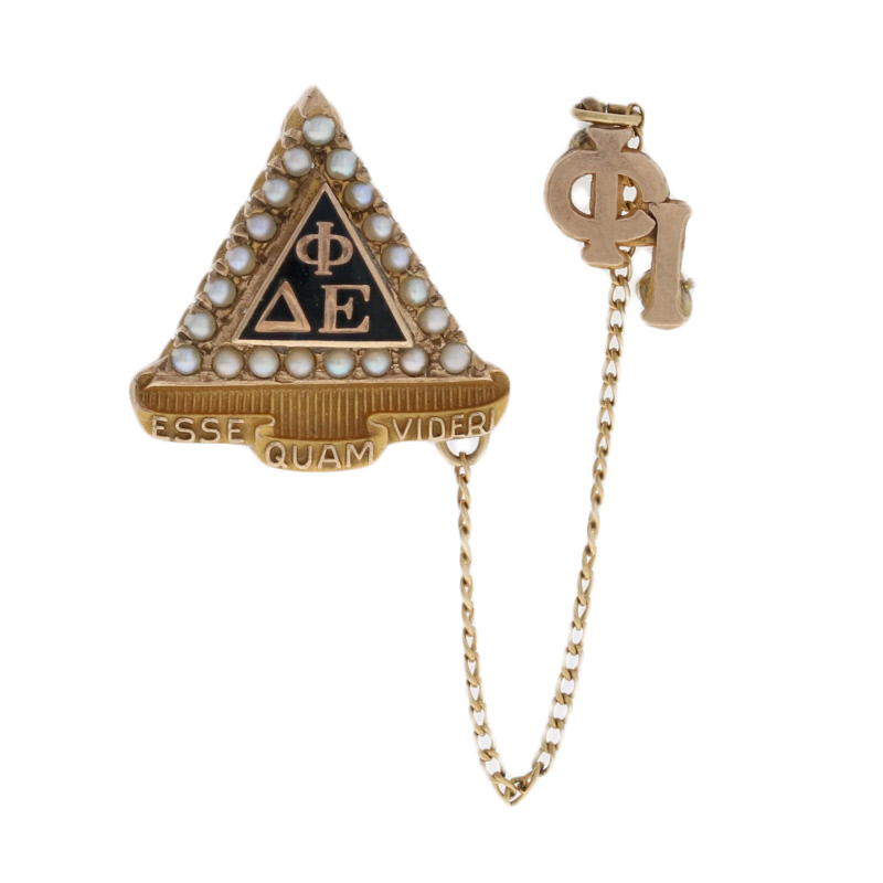 Delta Phi Epsilon Badge 10k Yellow Gold Seed Pearls &amp; Enamel Sorority
