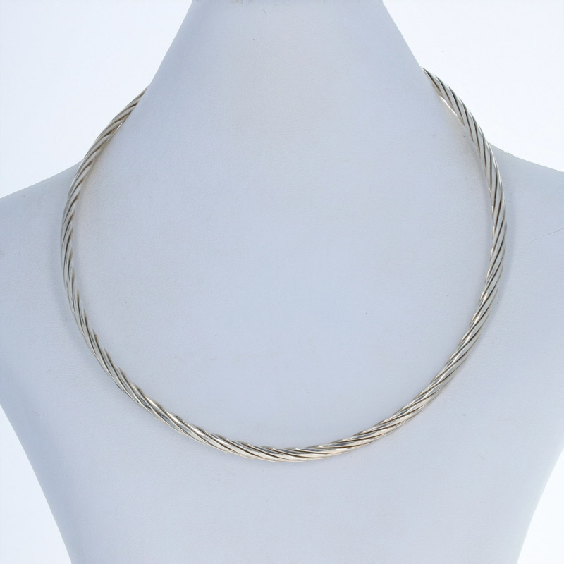 Sterling Silver Collar Necklace 15 3/4" 925 Rope Design eBay