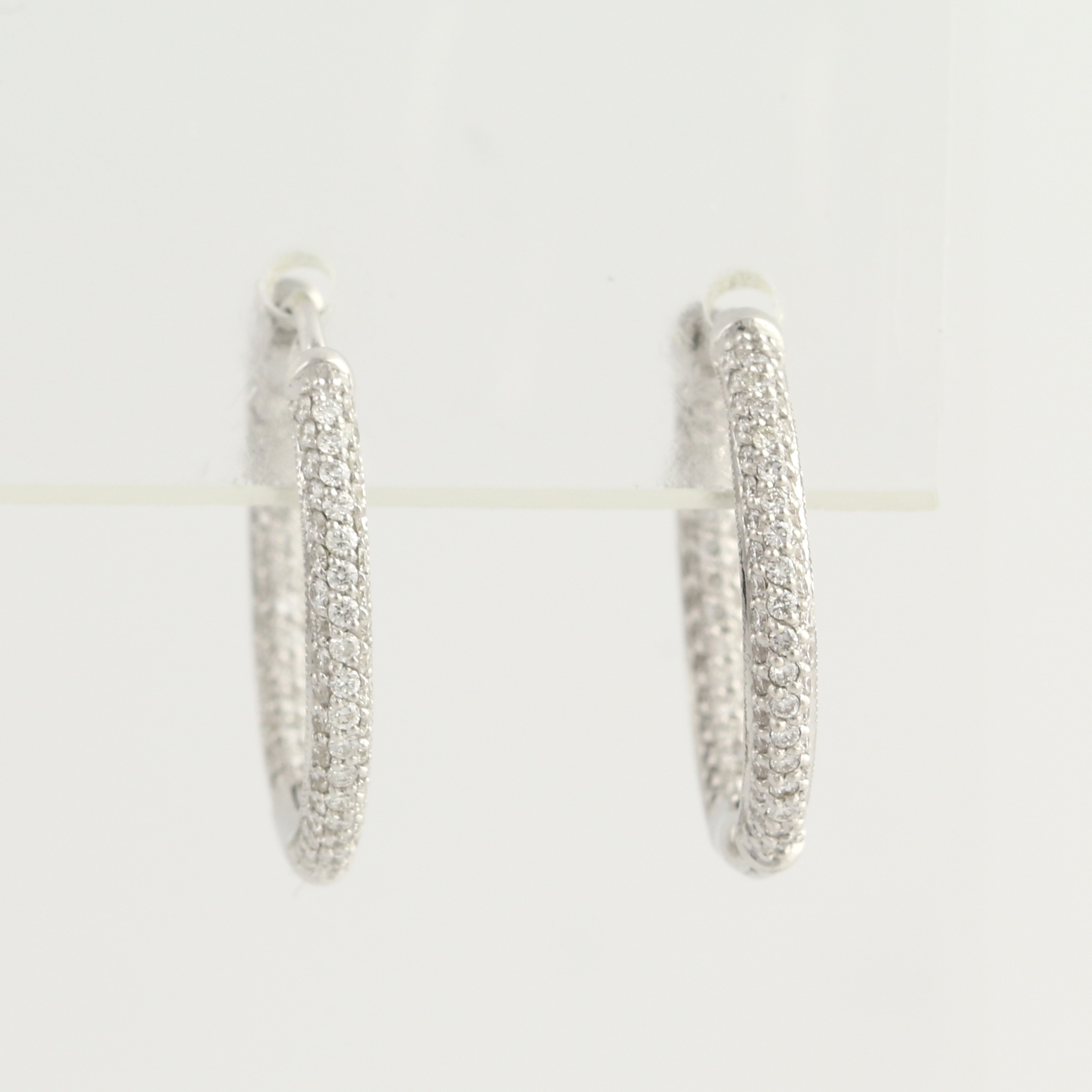 Tiffany Co Diamond Inside Out Hoop Earrings 18k White Gold Click Thumbnails To Enlarge