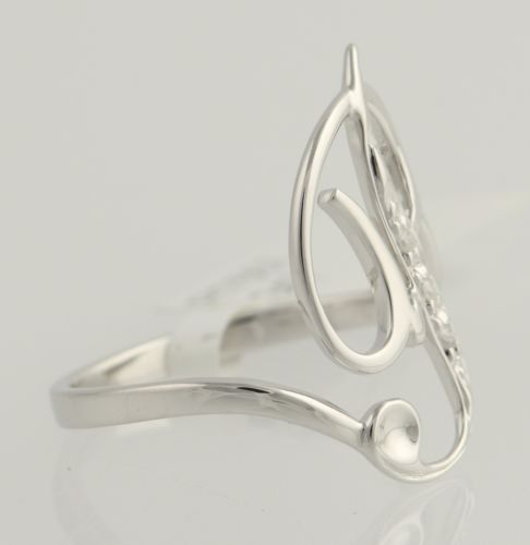 18k White Gold Women/'s Size 5 1//2 Genuine .03ctw NEW Initial D Cocktail Ring