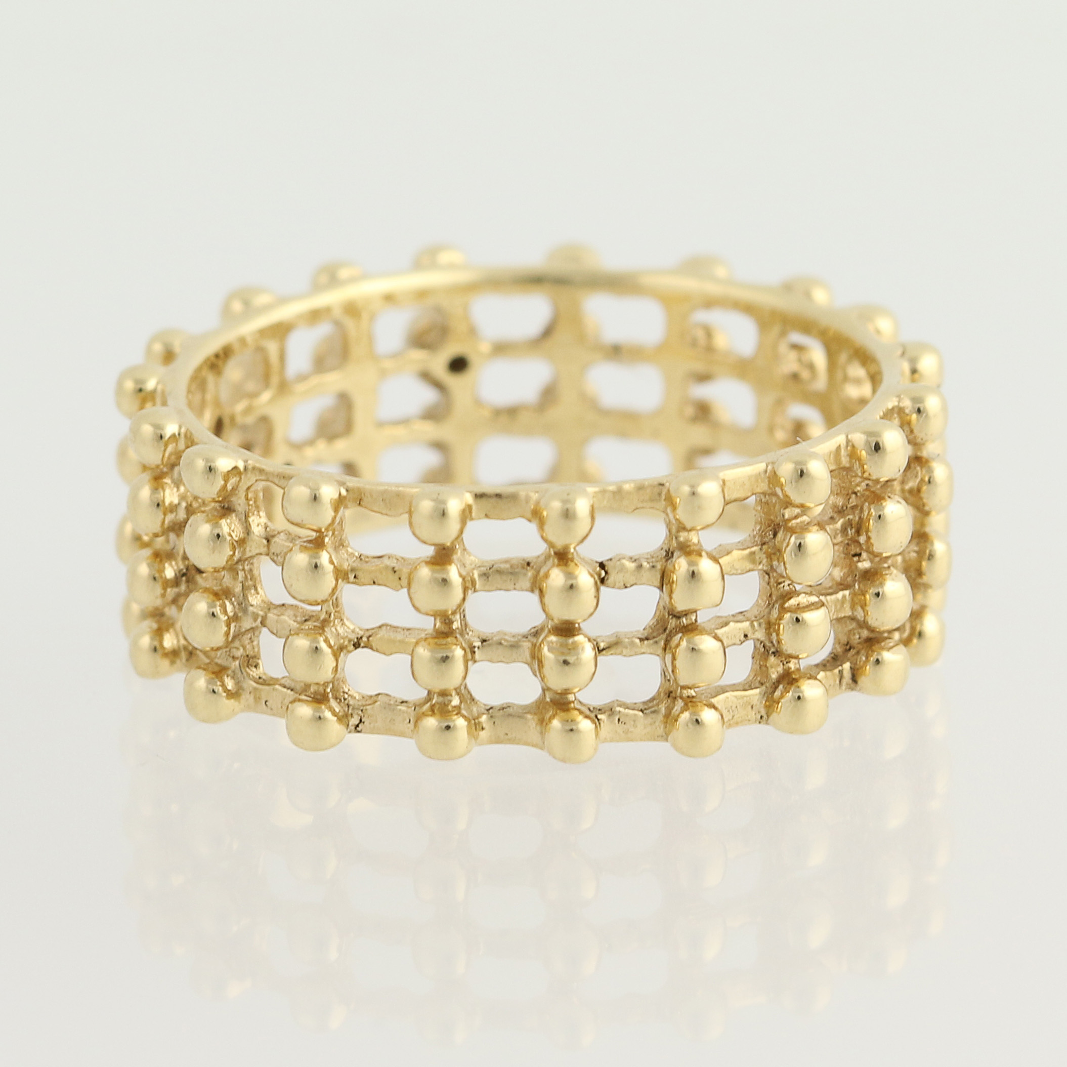 Pandora Ring Lattice Work 14k Yellow Gold Band 585 Diamonds 150105D