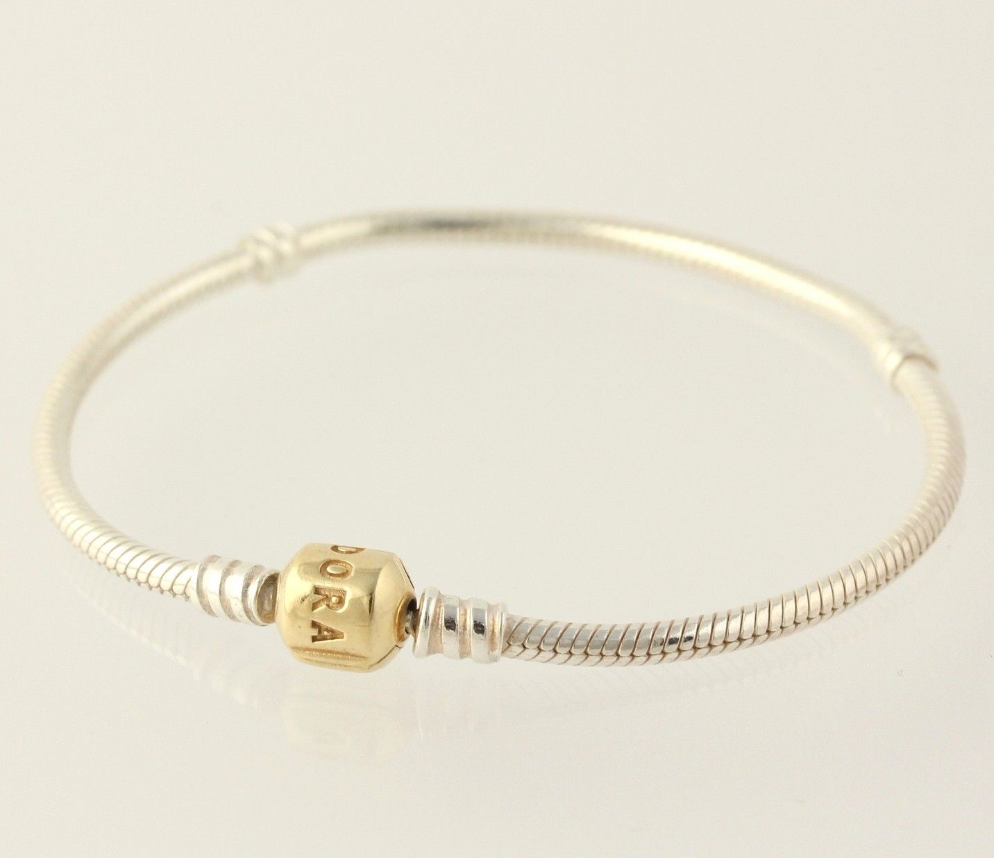 New Authentic Pandora Charm Bracelet Sterling 14k Gold Clasp Click Thumbnails To Enlarge
