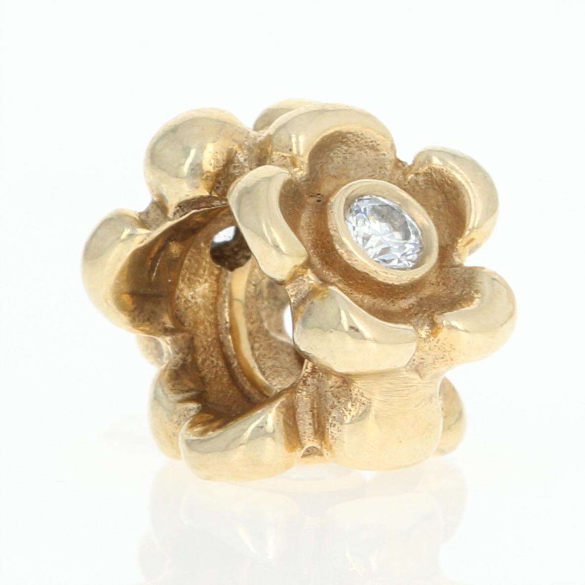 NEW Pandora Diamond Flower Spacer 14k Yellow Gold 750271D Retired