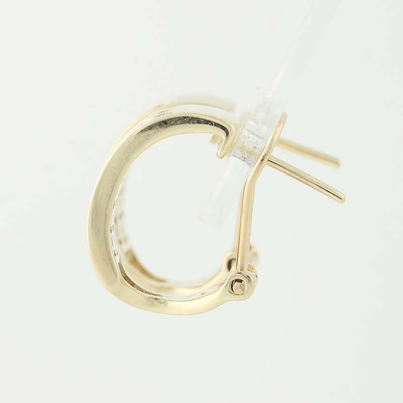 Diamond JHoop Earrings 10k Yellow Gold Pierced Round Brilliant Cut 1