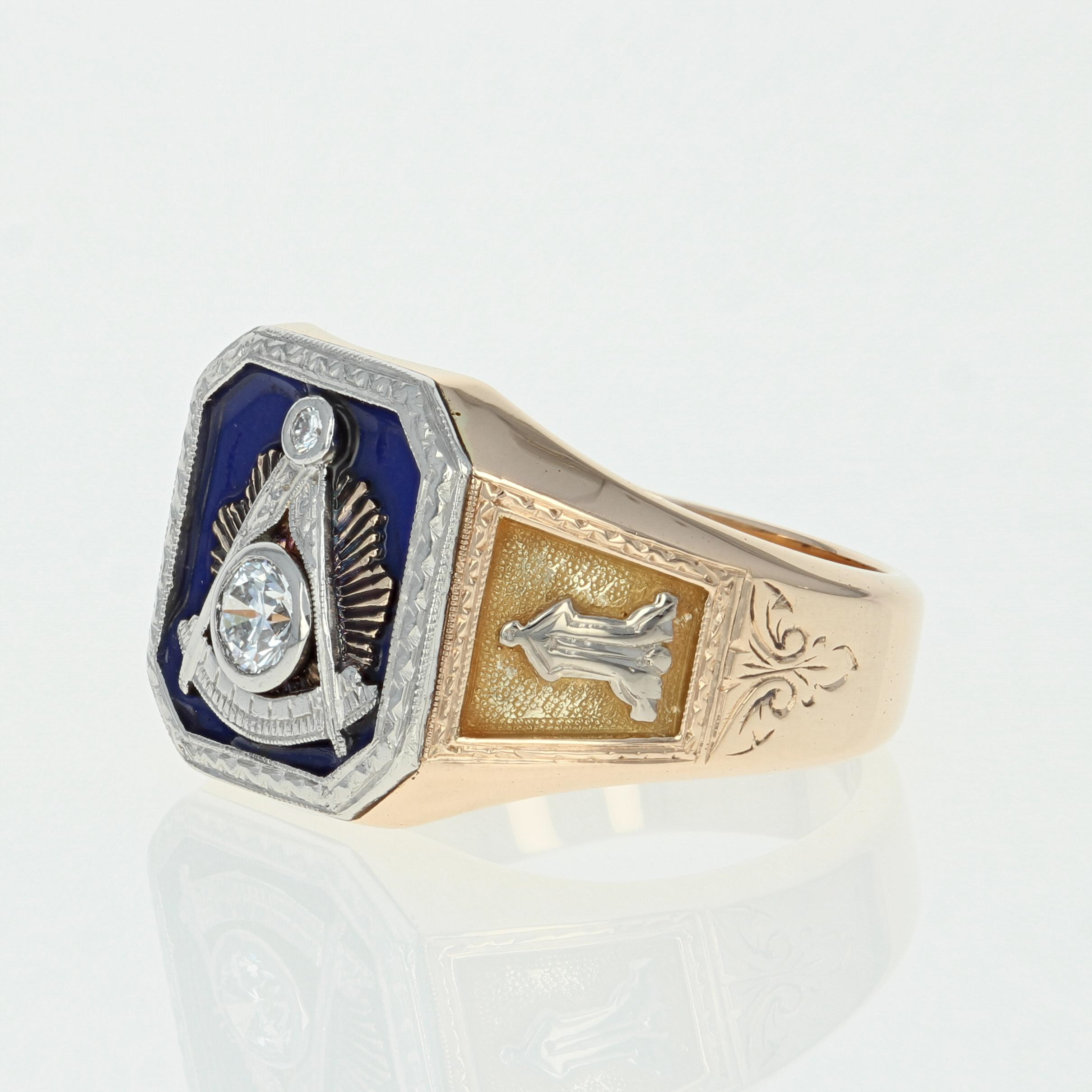 Vintage Blue Lodge Past Master Ring 14k Gold & Platinum Masonic