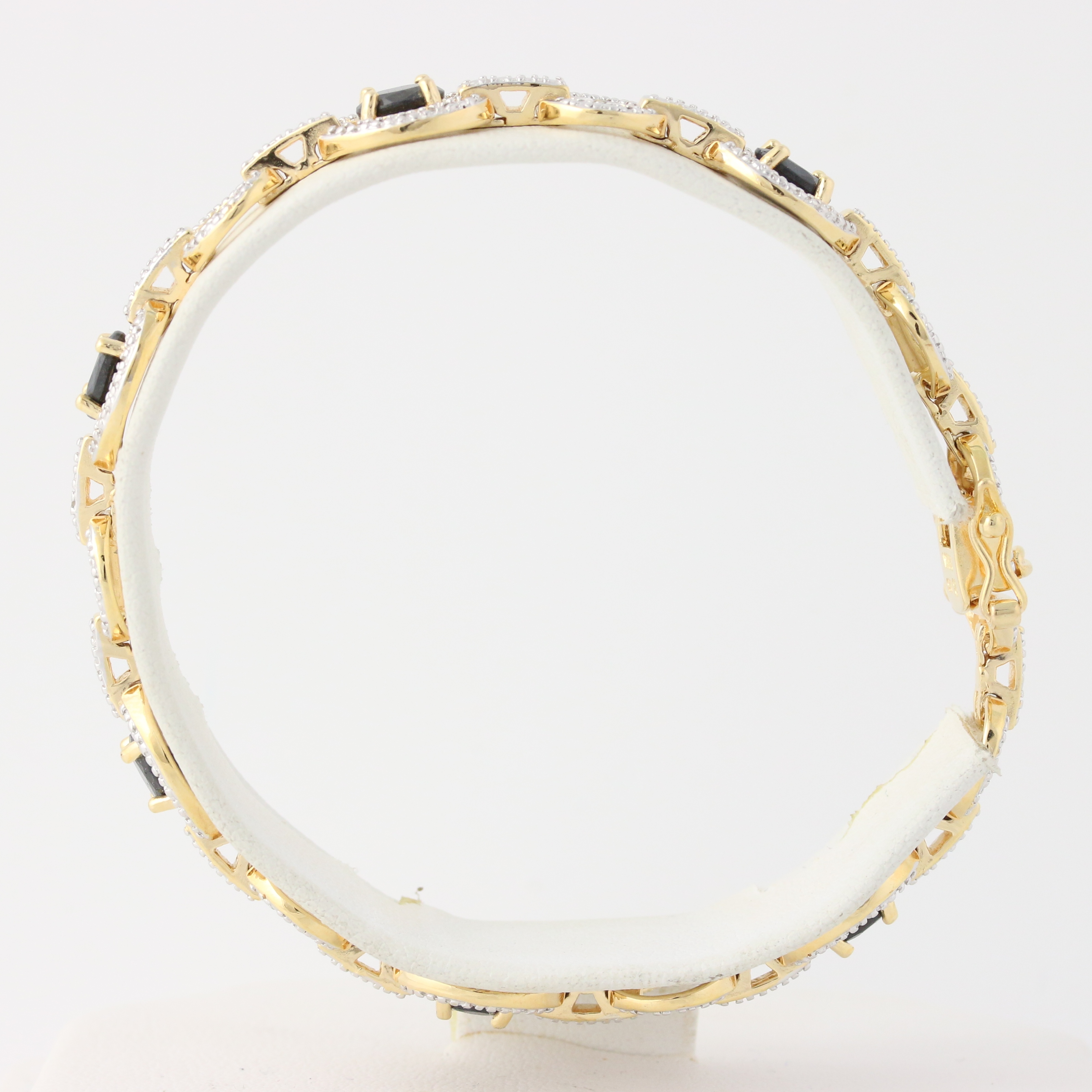 Oval Shape Genuine Emerald Diamond Accent Gold Vermeil Tennis Bracelet 7/"