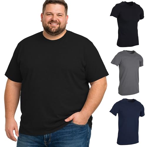 BILLIONHATS Mens Big & Tall Cotton T-Shirts 3 Pack Plus Size Assorted Colors