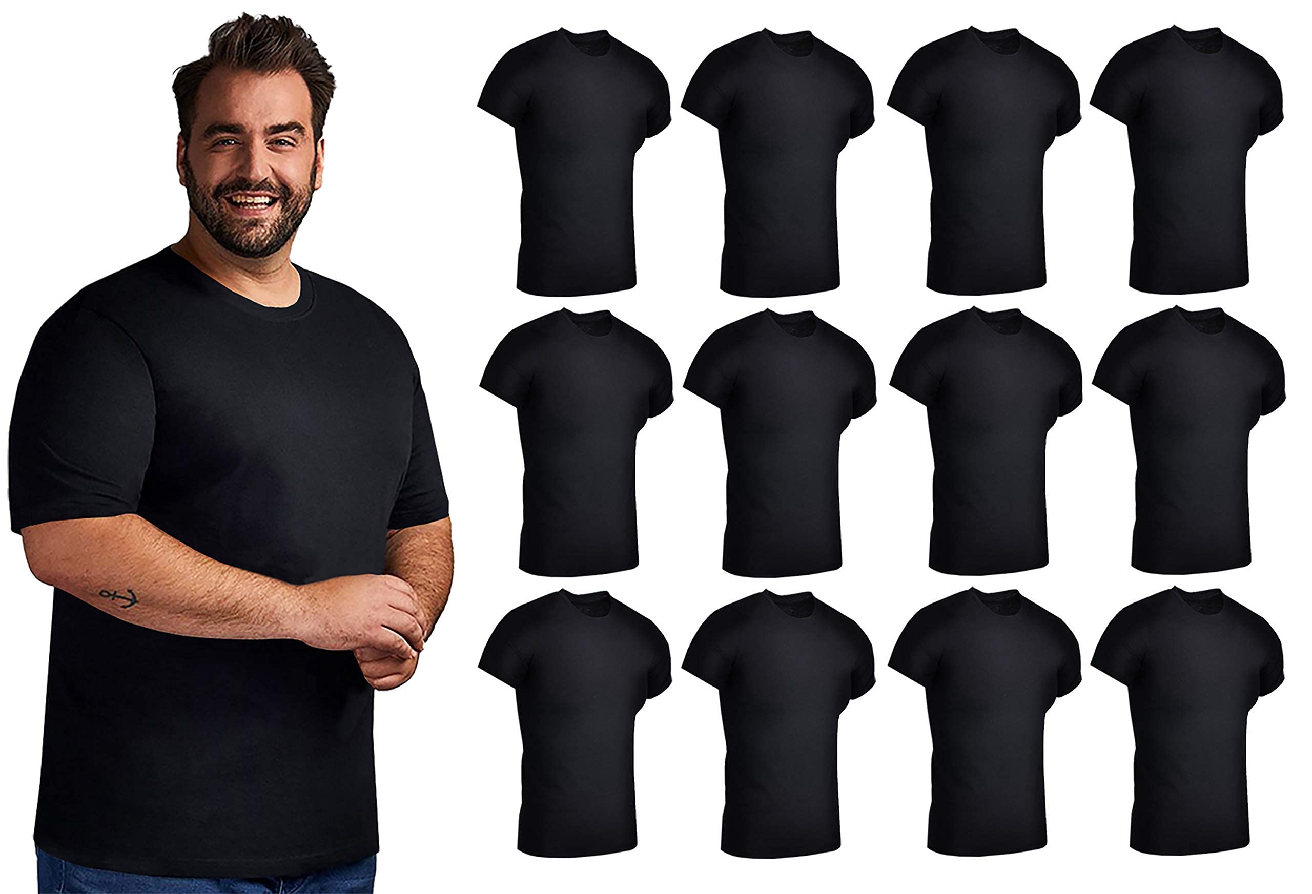 BILLIONHATS 12 Pk Wholesale Men's Cotton T-Shirt Bulk Big Tall Short Sleeve Tees - Picture 15 of 63