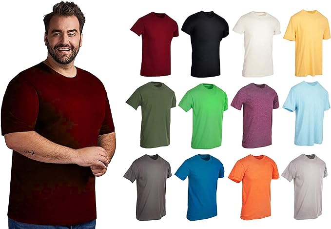 BILLIONHATS 12 Pk Wholesale Men's Cotton T-Shirt Bulk Big Tall Short Sleeve Tees - Picture 19 of 63