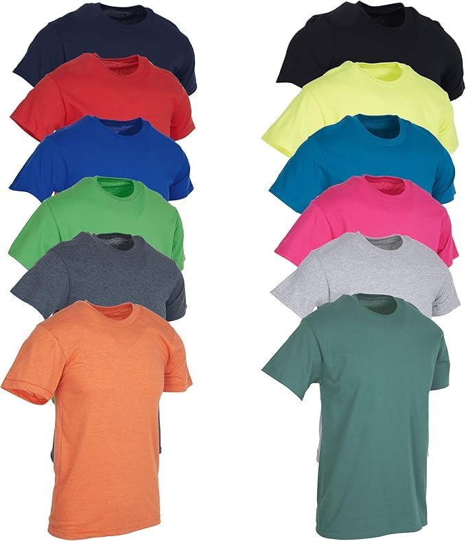 BILLIONHATS 12 Pack Plus Size Men Cotton T-Shirt Bulk Big Tall Short Sleeve Tees - Picture 8 of 13