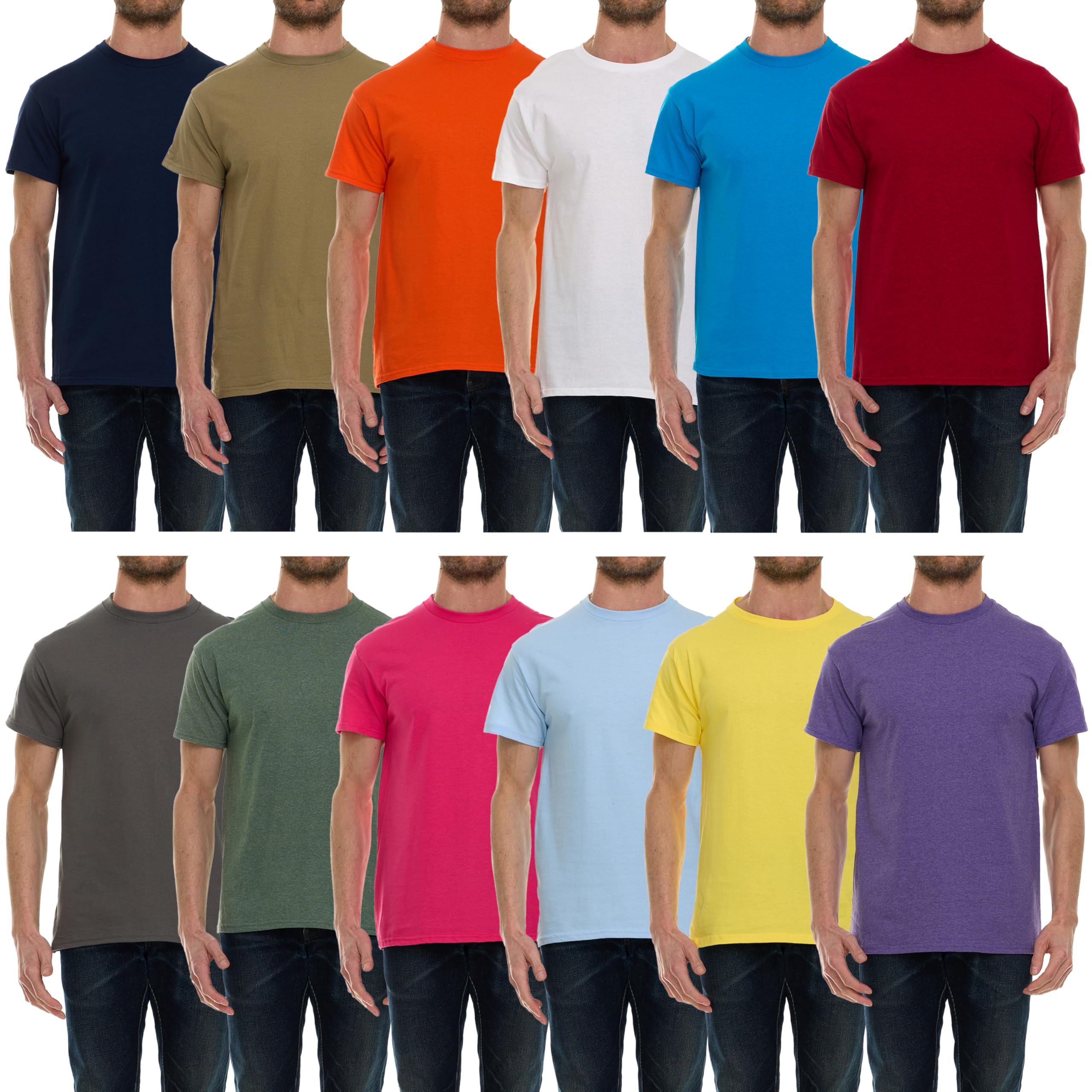 BILLIONHATS 12 Pack Plus Size Men Cotton T-Shirt Bulk Big Tall Short Sleeve Tees - Picture 7 of 13