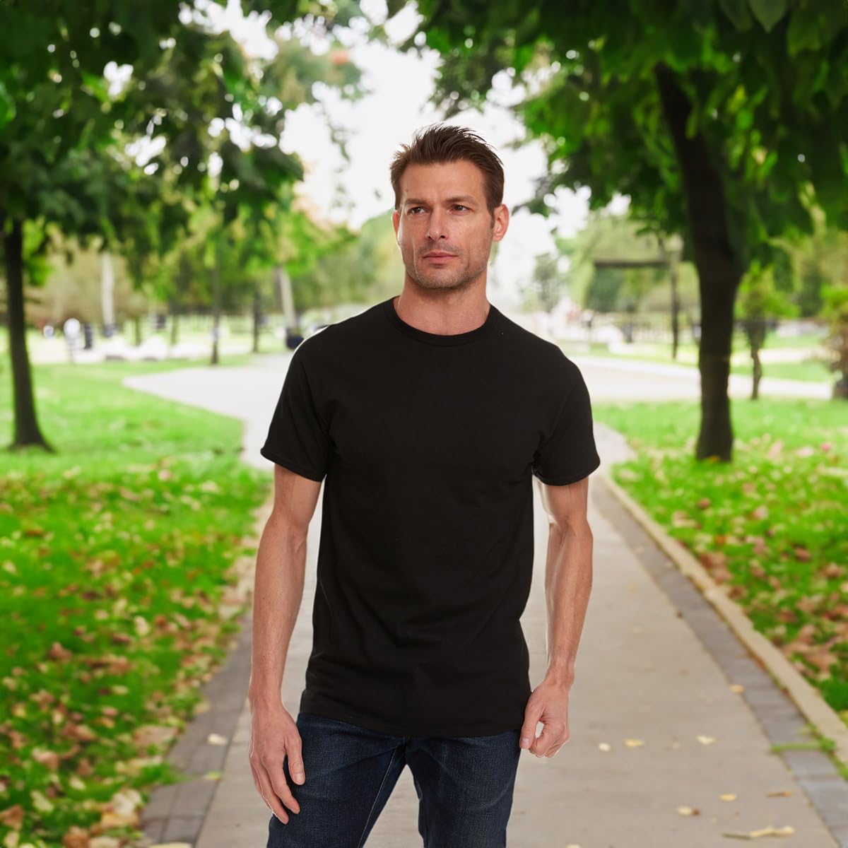 BILLIONHATS 12 Pack Men's Solid Colors Cotton T-Shirts Short Sleeve Lightweight - Picture 10 of 77