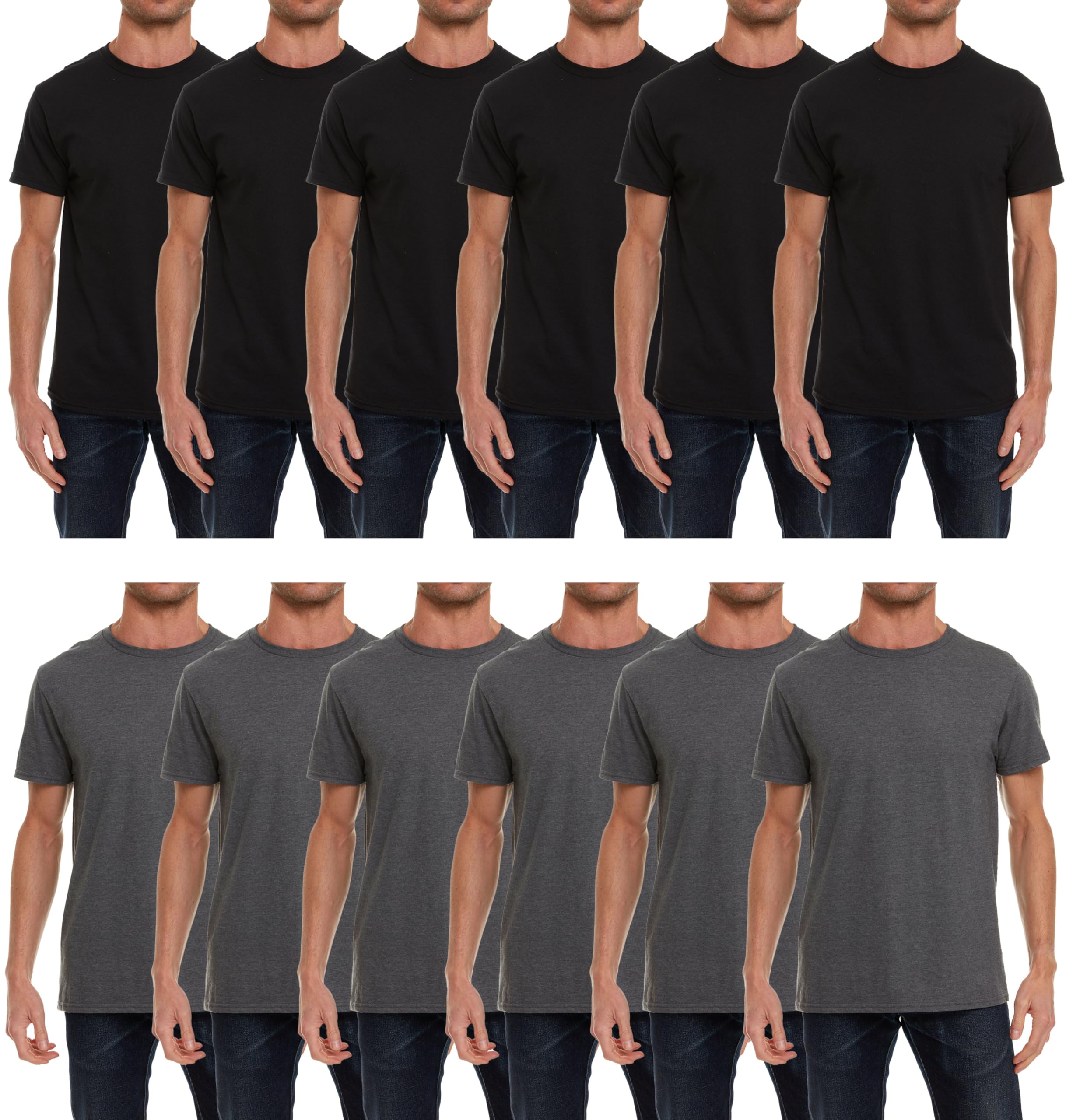BILLIONHATS 12 Pack Men's Solid Colors Cotton T-Shirts Short Sleeve Lightweight - Picture 21 of 77