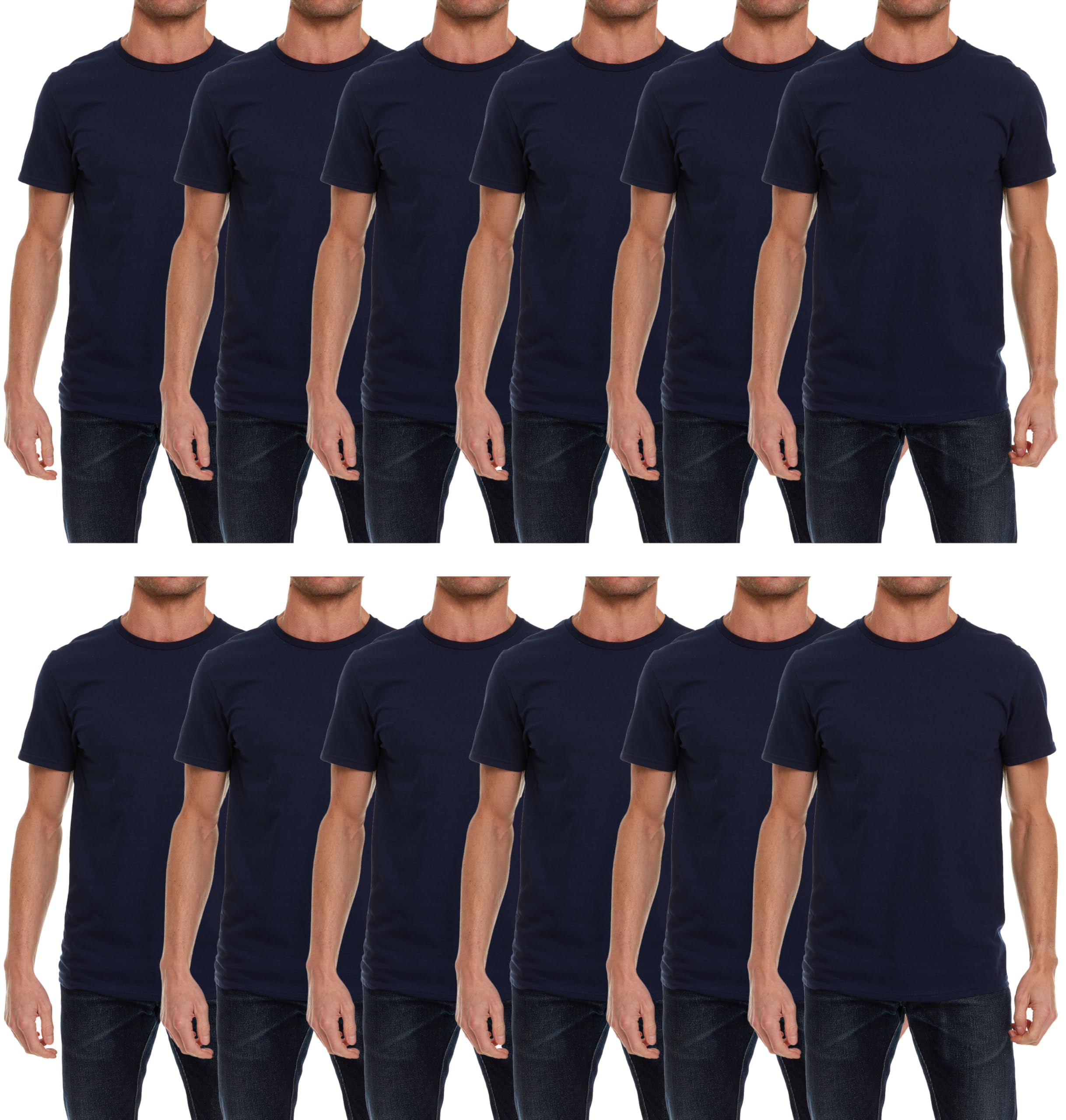 BILLIONHATS 12 Pack Men's Solid Colors Cotton T-Shirts Short Sleeve Lightweight - Picture 25 of 77