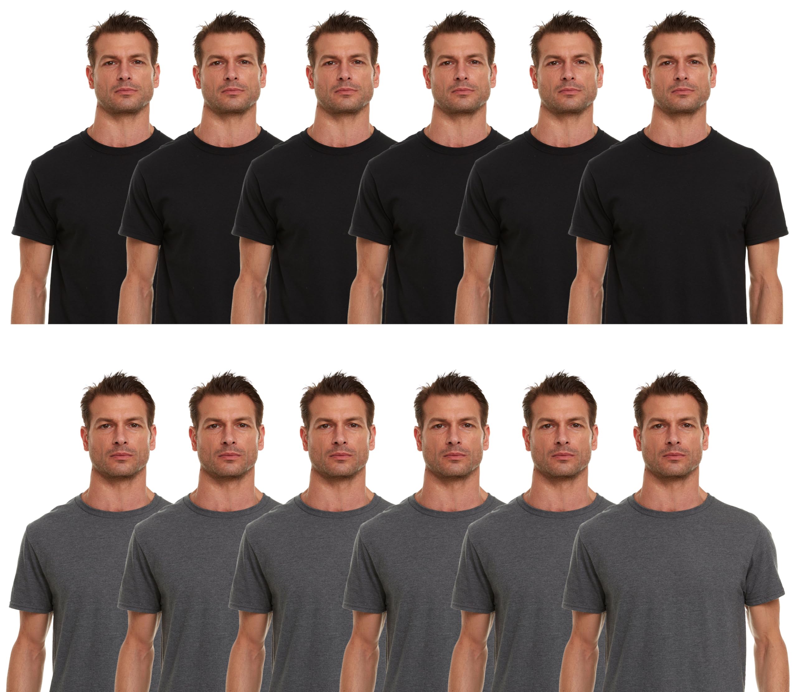 BILLIONHATS 12 Pack Men's Solid Colors Cotton T-Shirts Short Sleeve Lightweight - Picture 37 of 77