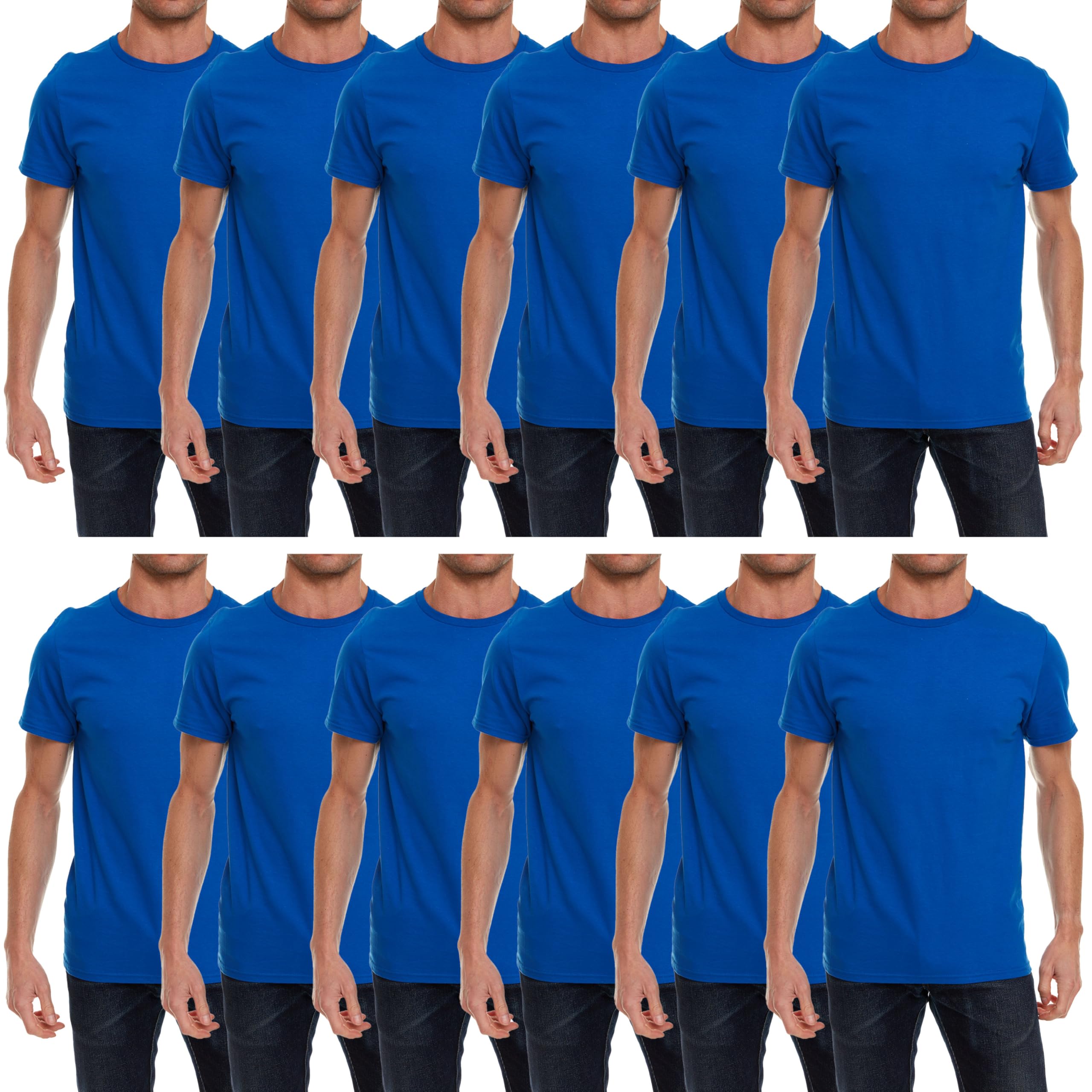 BILLIONHATS 12 Pack Men's Solid Colors Cotton T-Shirts Short Sleeve Lightweight - Picture 44 of 77