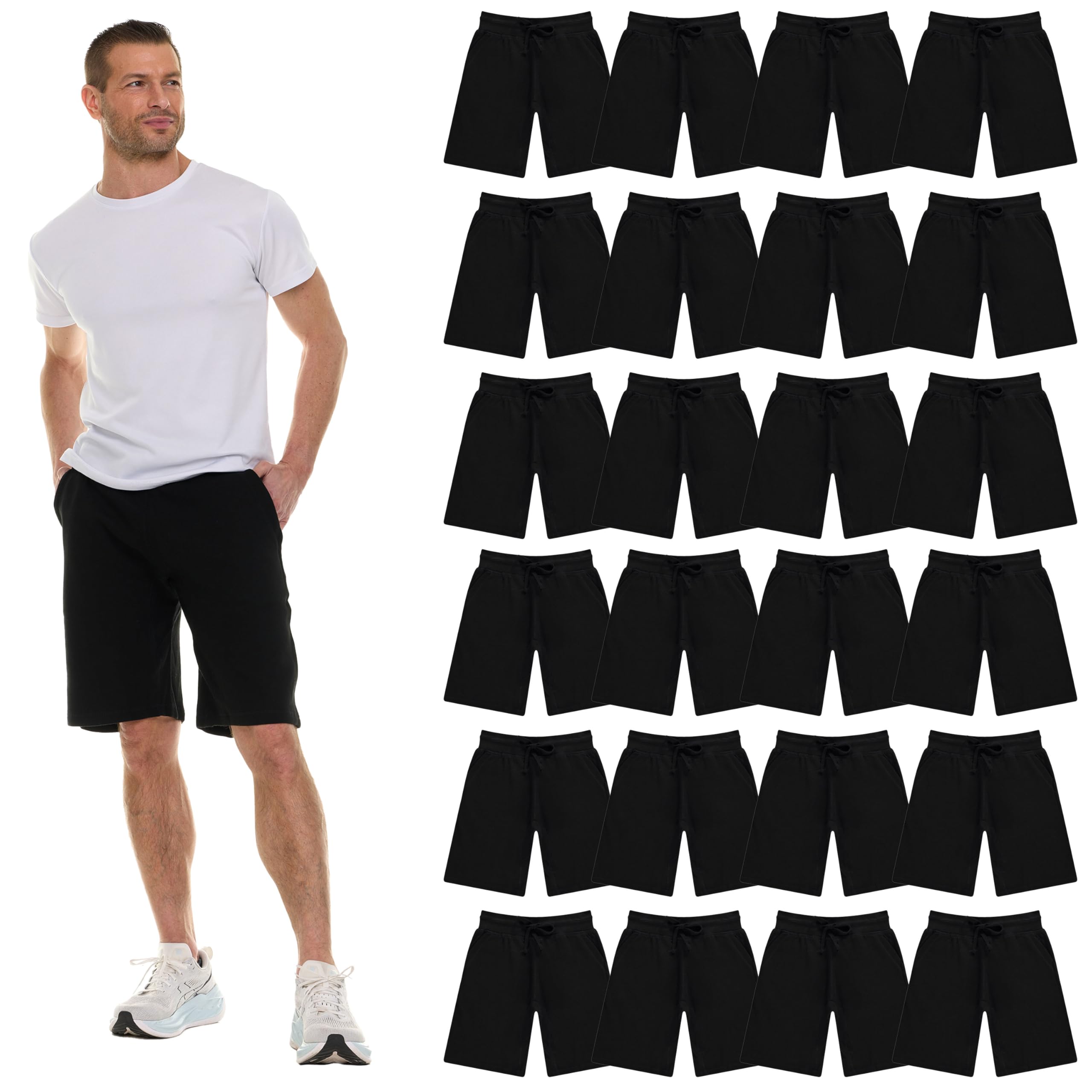 Pantalones Cortos de Algodón Polar para Hombres, 11" Informales Cómodos Salón Al Por Mayor a Granel para Donaciones - Imagen 20 de 63