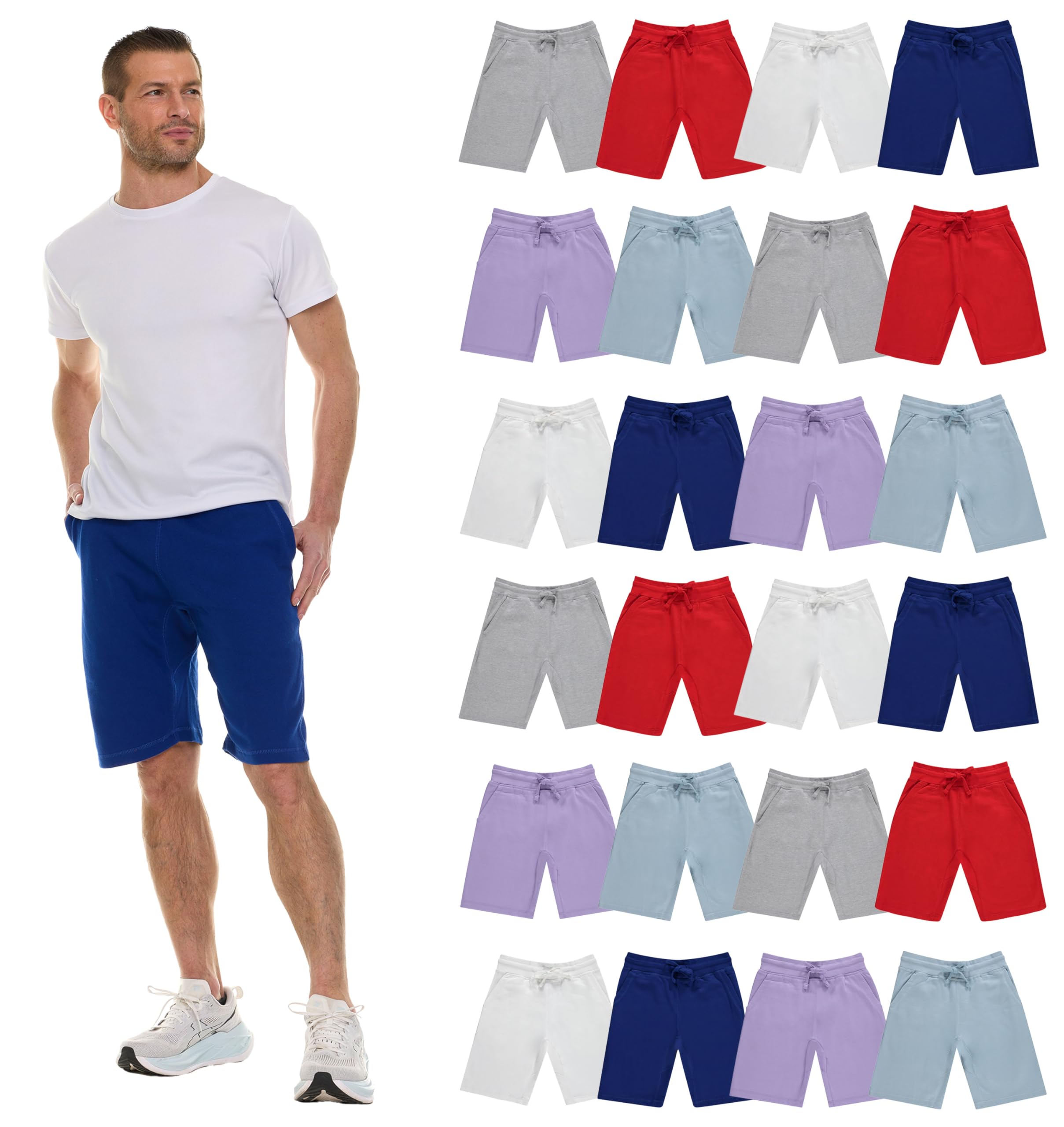 Pantalones Cortos de Algodón Polar para Hombres, 11" Informales Cómodos Salón Al Por Mayor a Granel para Donaciones - Imagen 43 de 63
