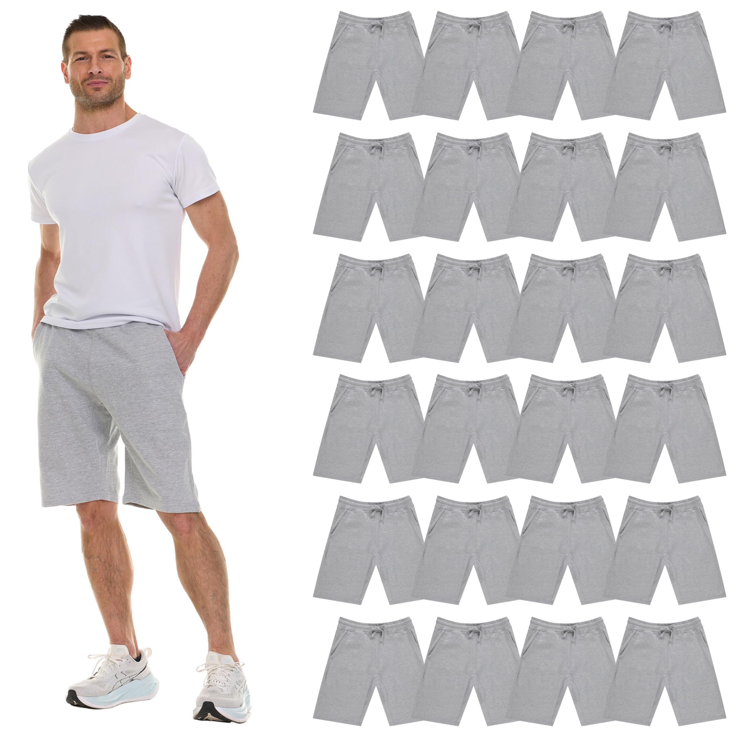 Pantalones Cortos de Algodón Polar para Hombres, 11" Informales Cómodos Salón Al Por Mayor a Granel para Donaciones - Imagen 56 de 63